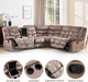 Manual Reclining Sectional Sofa Set for Living Room, Soft Fabric Recliner Corner Sectional Couch with Center Console, Cup Holder and Storage, Brown