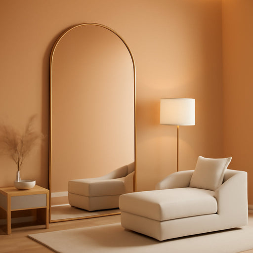Arched Full Length Mirror, 70"X26" Free Standing Floor Mirror, Modern Full Body Mirrors with Stand, Wall Mirrors with Aluminum Alloy Frame for Bedroom,Living Room, Gold