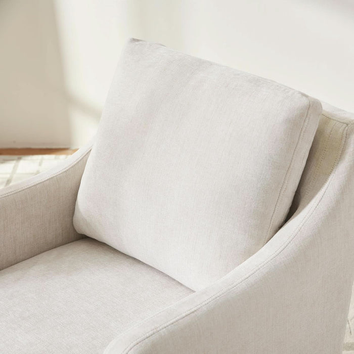 Upholstered Dining Chairs Set of 2, Modern Kitchen Chairs Dinner Chairs with 4 Casters, Linen Armchair for Bedroom Reading Room Living Room, Beige