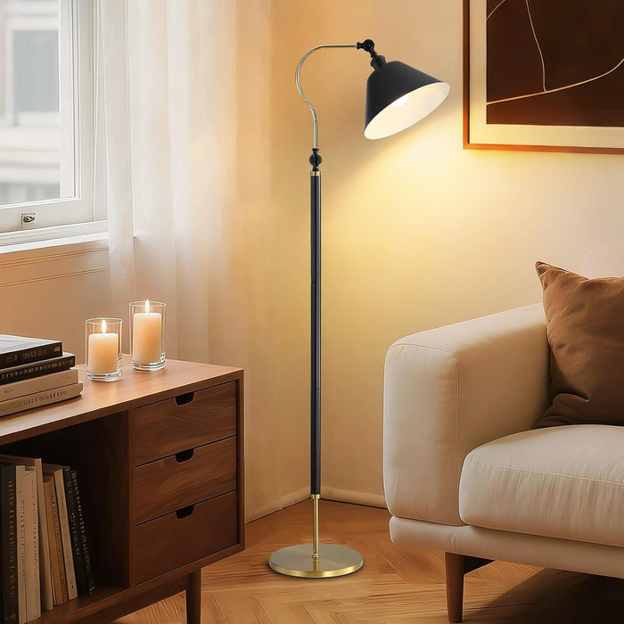 60 in Modern Solid Wood Floor Lamp,Black Standing Lamp with LED Bulb