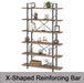 Tall Bookcases and Book Shelves 6 Shelf, Metal Wooden Book Shelf and Storage Rack, Modern Etagere 6 Tier Bookshelf, Farmhouse Large Display Bookshelves for Bedroom Living Room Office, Rustic Oak