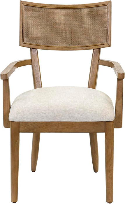 Two Wood Coastal Arm Kitchen Table Chairs, Arm Dining Side Chairs, Office Table Chairs, Kitchen Table Seats, Brown