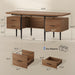70.9" W X 27.6" D Office Desk with 3 Drawers, Modern Computer Desk with Storage, Home Office Desks with File Drawer, Privacy Panel, Large Executive Desk, Brown