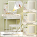 Small Vanity Desk with Mirror and Lights, Makeup Vanity with Fabric Storage Drawer, Chair and Three Shelves, White Vanity with Power Outlet and Fold-Up Panel, Bedroom