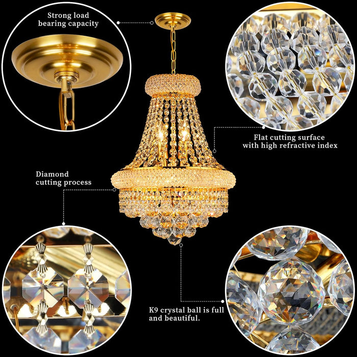 Empire Crystal Chandeliers K9 Crystals Gold Finish
