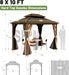 8x10Ft Hardtop Galvanized Steel Patio Gazebo Brown