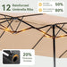15Ft Patio Umbrella with Base Included, Outdoor Double-Sided Rectangular Umbrella with Crank Handle & Ventilation, Large Standing Umbrella for Pool, Deck, Lawn, Backyard & Beach, Beige