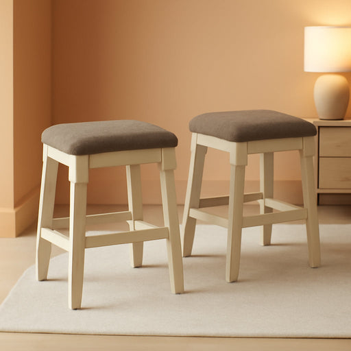 Bolanburg Farmhouse 24" Counter Height Upholstered Barstool, 2 Count, Whitewash