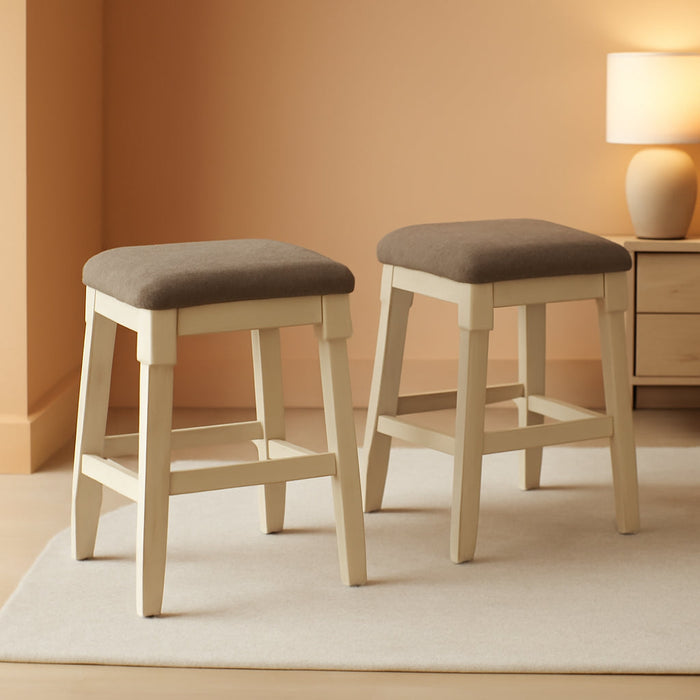 Bolanburg Farmhouse 24" Counter Height Upholstered Barstool, 2 Count, Whitewash