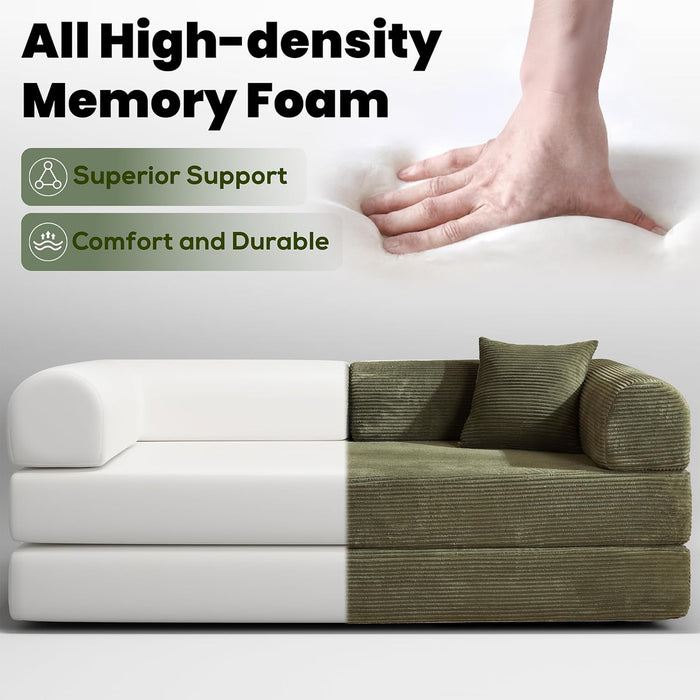 SeventyNineIn Convertible Sleeper Sofa Light Green