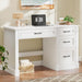 Farmhouse 47" Executive Desk with File Drawer, Computer Desk with 4 Drawers, Workstation for Study, Home Office, Writing, Cream White.