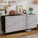 Modern Credenza Storage Cabinet: 63" Grey and Black Sideboard Buffet