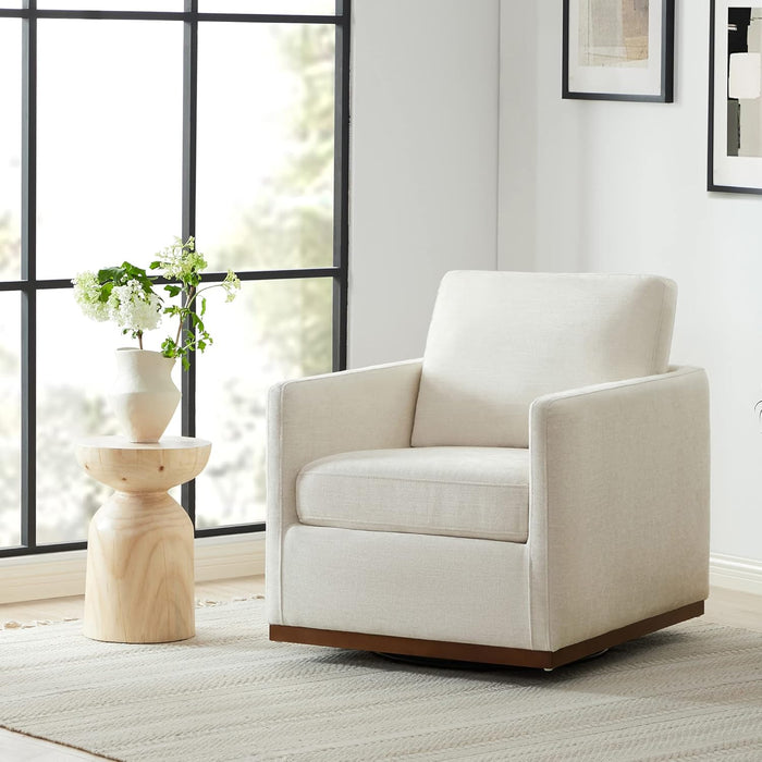 Swivel Accent Chair, FSC Certified Mid Century Modern Arm Chair for Living Room and Bedroom, Fully Assembled, Linen
