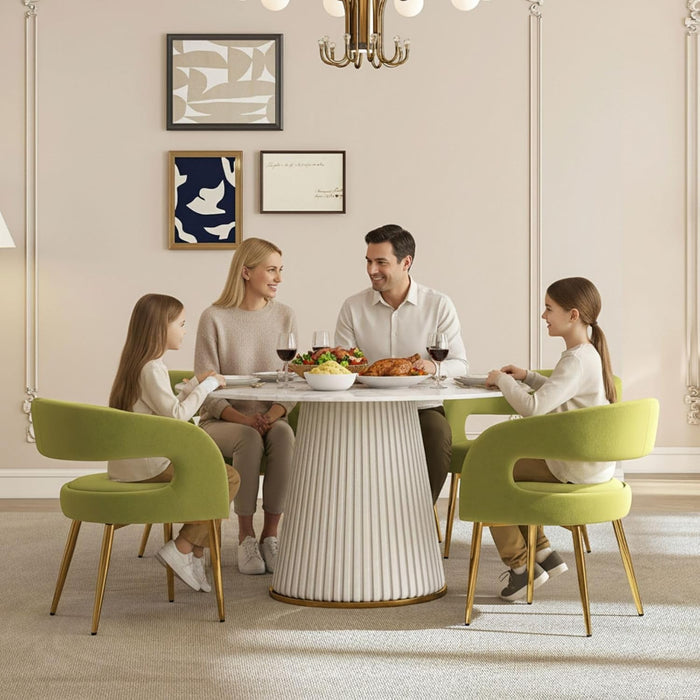 Upholstered Dining Chairs Set of 2, Velvet Kitchen Chairs with Open Back&Arm Kitchen & Dining Room Chairs Gold Legs Accent Diner Chair for Living Room Restaurant Reception, Oliver Green