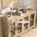 60" Modern Buffet Cabinet with Storage, Curved 4-Door Sideboard