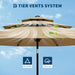 10Ft 3-Tier Patio Umbrella, Outdoor Table Umbrella with Vents, Easy Crank and Push Button Tilt, Market Umbrella with 8 Sturdy Ribs for Pool, Deck, Yard, Garden -Tan