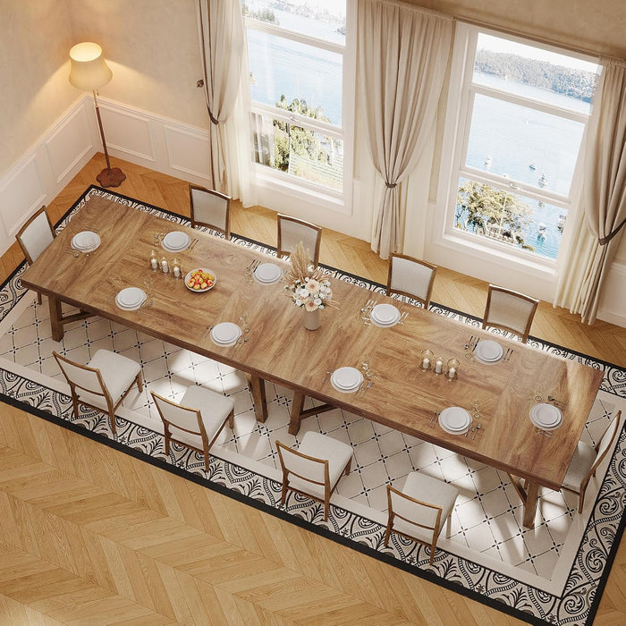 70.9-Inch Dining Table for 6-8, Large Farmhouse Kitchen Table with Reinforced Metal Legs for Kitchen & Dining & Living Room, Natural
