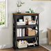 4-Tier Bookshelf, 42.9" Small Bookcase, Floor Standing Organizer Shelf, Corner Book Shelf, Metal Frame Bookshelves for Study, Bedroom, Living Room, Black and Walnut TSJ01BL