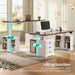 Farmhouse Electric Standing Desk, 63" Height Adjustable Computer Desk with 3 Drawers, Storage Shelves, Power Outlets, Wood Home Office Stand up Desk for Work, Study, Writing, White