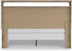 Signature Design by Ashley Hollymount King Size Bedframe, Bed Frame with Upholstered Panel Headboard, Touch LED Lighting with 3 Brightness Levels, Warm Oak Finish