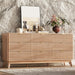63" Wide Fluted 9 Drawers Dresser for Bedroom,Curved Edge,Oak