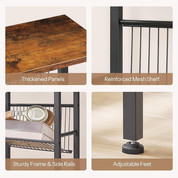 15.7" Narrow Console Table for Small Space, Set of 2 Entryway Table with Adjustable Shelf, behind Couch Table, Sofa Table, for Entryway, Hallway, Livingroom, Rustic Brown and Black BF41XGP201