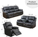 Bonded Leather Reclining Sofa Set with Cup Holders and Storage Console