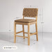 Nathan James Cohen Mid-Century Modern Leather Bar Stool, Counter Height Chair in Solid Wood Frame with Footrest and Woven Leather Back for Kitchen, Natural Brown, 1 Count, Barstool - 24"