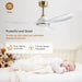 52 Inch 6 Speed High CFM Quiet DC Motor Modern Ceiling Fan with Lights Remote Control, 3 Blade White Gold Indoor Bedroom Living Room Ceiling Fan