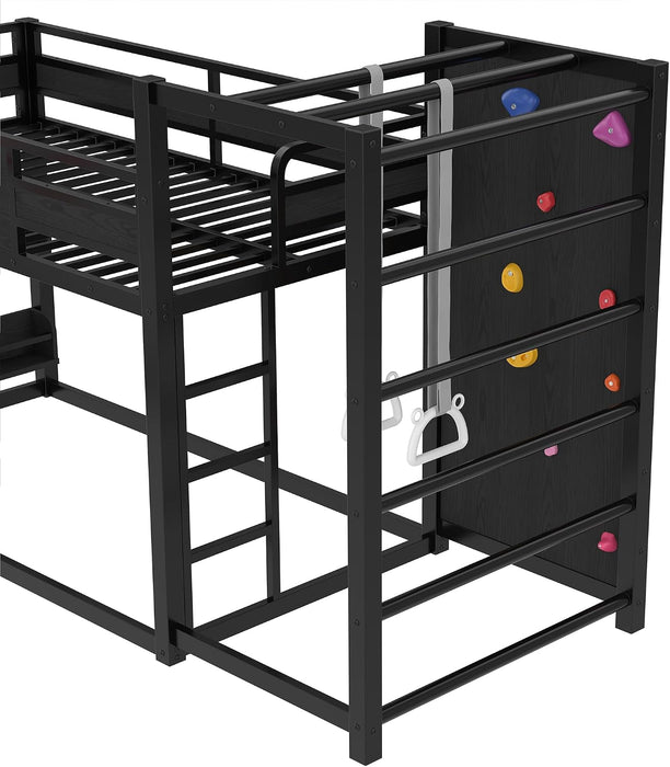 Twin Size PowderCoated Black IndustrialGrade Bunk Bed