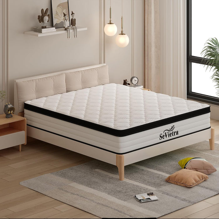 Queen Mattress, 12 Inch Queen Size Mattress in a Box, Upgraded Hybrid Mattresses Pocket Springs, Motion Isolation, Pressure Relief, Medium Firm, Breathable Comfort