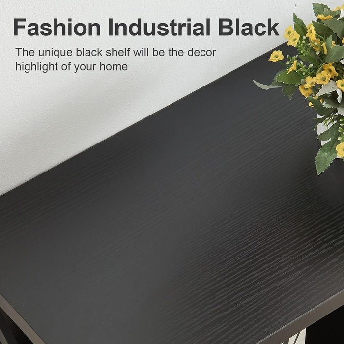 Sofa Table,Industrial Console Table with Storage,Entryway Table with Engineered Wood and Metal,3 Tier Shelf for Living Room,Hallway,Black,47 Inch