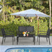 4 Piece Outdoor Conversation Set for Patio Lawn Poolside with Glass Coffee Table Tempered Glass Tabletop Waterproof Set Textile Modern Conversation Set