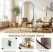 76"X34" Arched Full Length Mirror with Stand, Free Standing Leaning Wall Mounted Aluminum Alloy Frame Mirror for Bedroom Living Room Cloakroom, Black