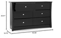 Crescent 6 Drawer Double Dresser (Black) – GREENGUARD Gold Certified, Dresser for Nursery, 6 Drawer Dresser, Kids Dresser, Nursery Dresser Drawer Organizer, Chest of Drawers