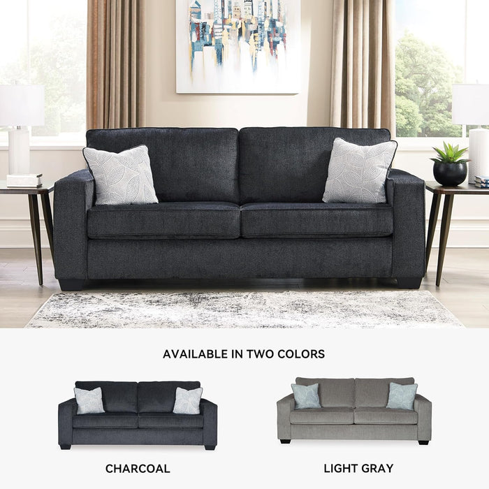 Queen Sleeper Sofa Dark Gray Upholstered ChenilleWeave