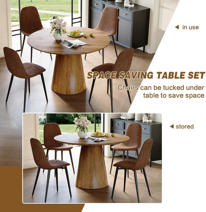Round Dining Table Set for 4, 45'' Small Dining Table Set for 4, Dinette Set & Dining Chairs for 4 for Apartment, Space Saving, Easy Assemble