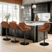 Yaheetech Bar Stools Set of 4, Adjustable Swivel PU Leather, Retro Brown | Counter Height Barstools with Padded Backrest & Armrests, 300 Lb Weight Capacity, Easy Assembly, Home Kitchen, Dining Room