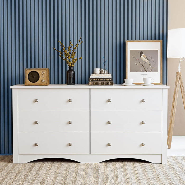 White 6 Drawer Dresser Storage Organizer Furniture