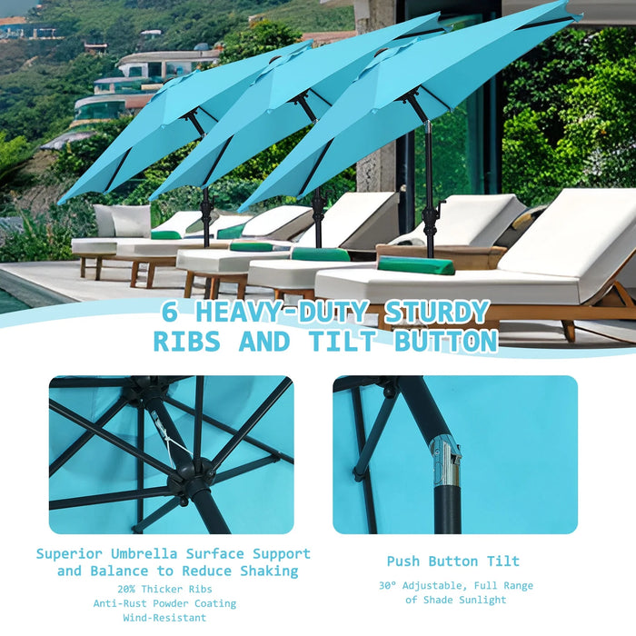 7.5FT Patio Umbrellas with Push Button Tilt and Crank, Blue