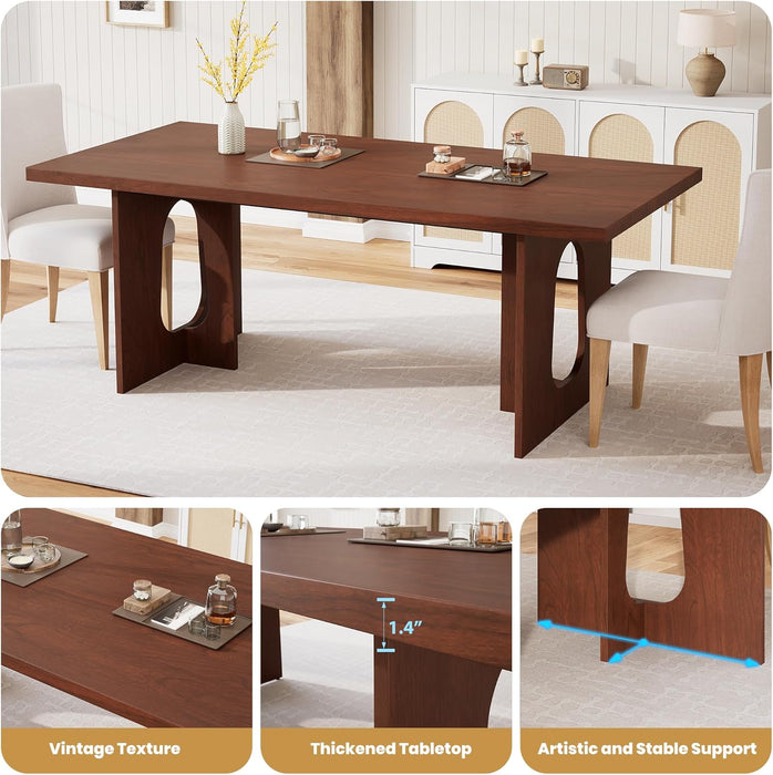 Walnut 71Inch Dining Table Seats SixToEight Contemporary