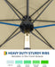 Patio Umbrella with Lights, 8 Ribs Outdoor Market Table Umbrella for Pool, Deck, Backyard (Beige, 9 Ft)