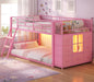 Pink Twin Over Bunk Bed With RGBLEDIlluminationSystem
