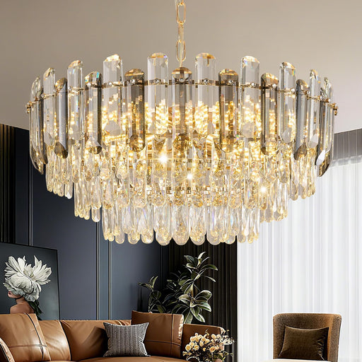 Luxurious Gold Crystal Chandelier 24 Inch Lighting