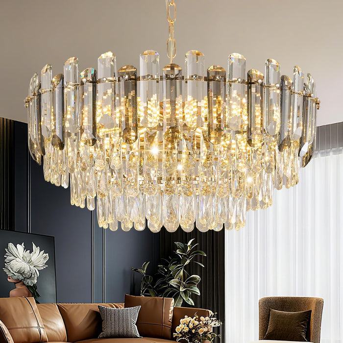 Luxurious Gold Crystal Chandelier 24 Inch Lighting