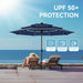 10Ft Patio Umbrella with Solar Lights, Auto-Tilt Lighted Market Table Umbrellas with Crank, 8 Sturdy Ribs & 1.5" Pole Outdoor Umbrellas for Patio Garden Deck Backyard Pool, Navy Blue