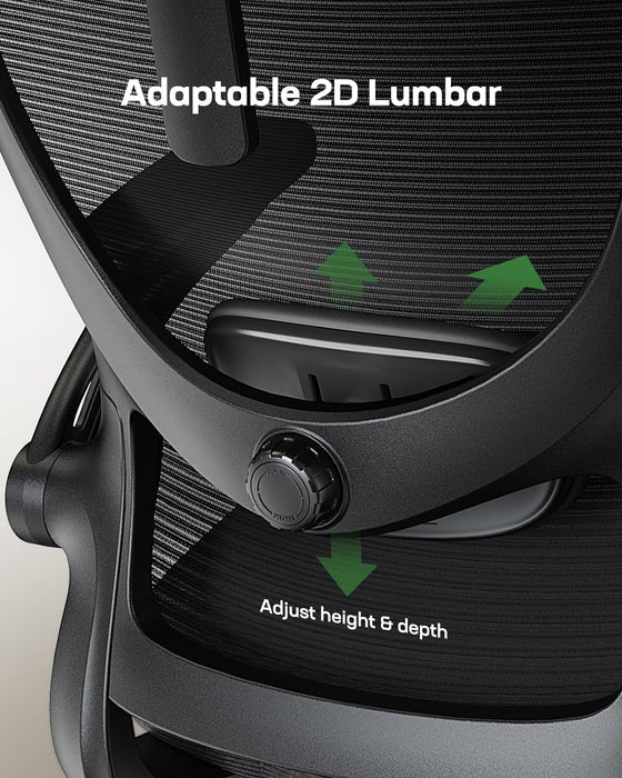 Ergonomic Office Chair: Office Computer Desk Chair with High Back Mesh and Adjustable Lumbar Support Rolling Work Swivel Task Chairs with Wheel 3D Armrests and Headrest