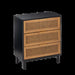 Aril 3-Drawer Woven Cane Front Accent Chest, Mid Century Modern 3 Drawers Nightstand