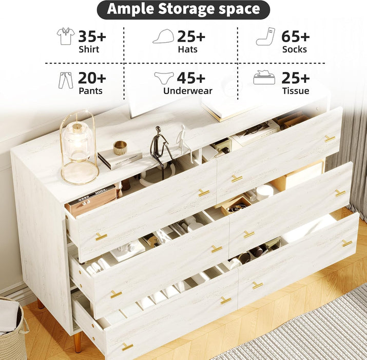 6 Drawer Dresser for Bedroom, 47" Wide Large Storage Chest of Drawers