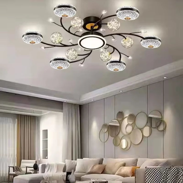 2024 New Crystal Living Room Ceiling Light Modern Intelligent LED Bedroom Restaurant Apartment Interior Decoration Light